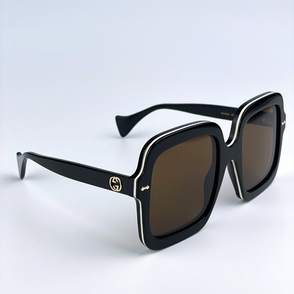NEW Gucci GG1241S 001 Black Brown Oversized Square Women Sunglasses - Picture 8 of 13